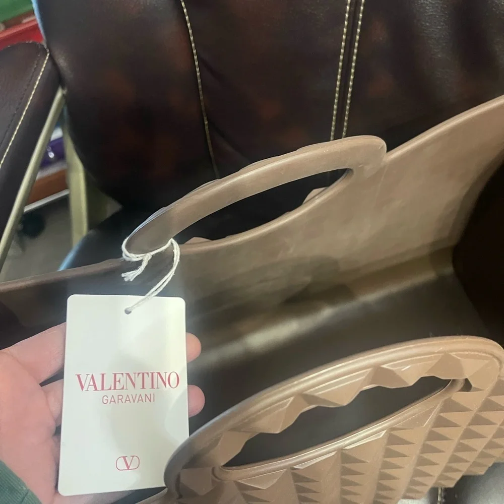 Valentino Garavani Le Troisième Brown Geometric Tote Bag
